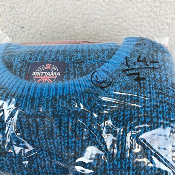 Vintage 90's BRITTANIA Blue Red Striped Knitted Sweater Size L - Picture 8 of 8